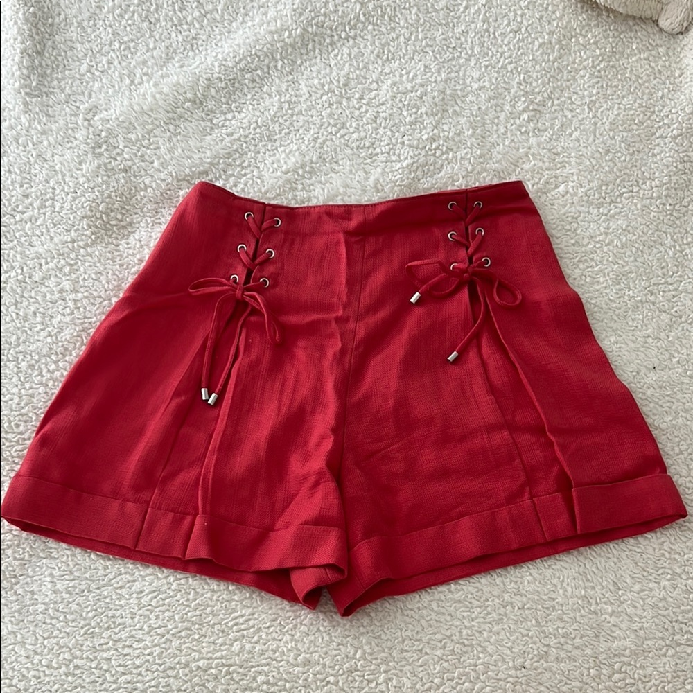 Club Monaco Red High Waist Shorts